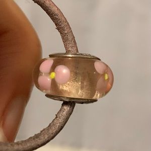 Pandora, pink and gold, charm necklace